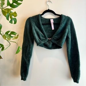 Savage X Fenty Fuzzy cropped shirt with gold detail